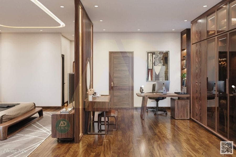 Kh&ocirc;ng gian trang điểm, l&agrave;m việc được linh hoạt bố tr&iacute;, tạo sự h&agrave;i h&ograve;a, thẩm mỹ