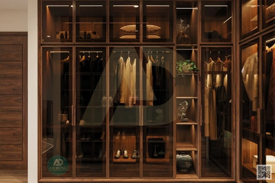 Mẫu tủ quần &aacute;o gỗ &oacute;c ch&oacute; hiện đại với những ngăn tủ tiện nghi