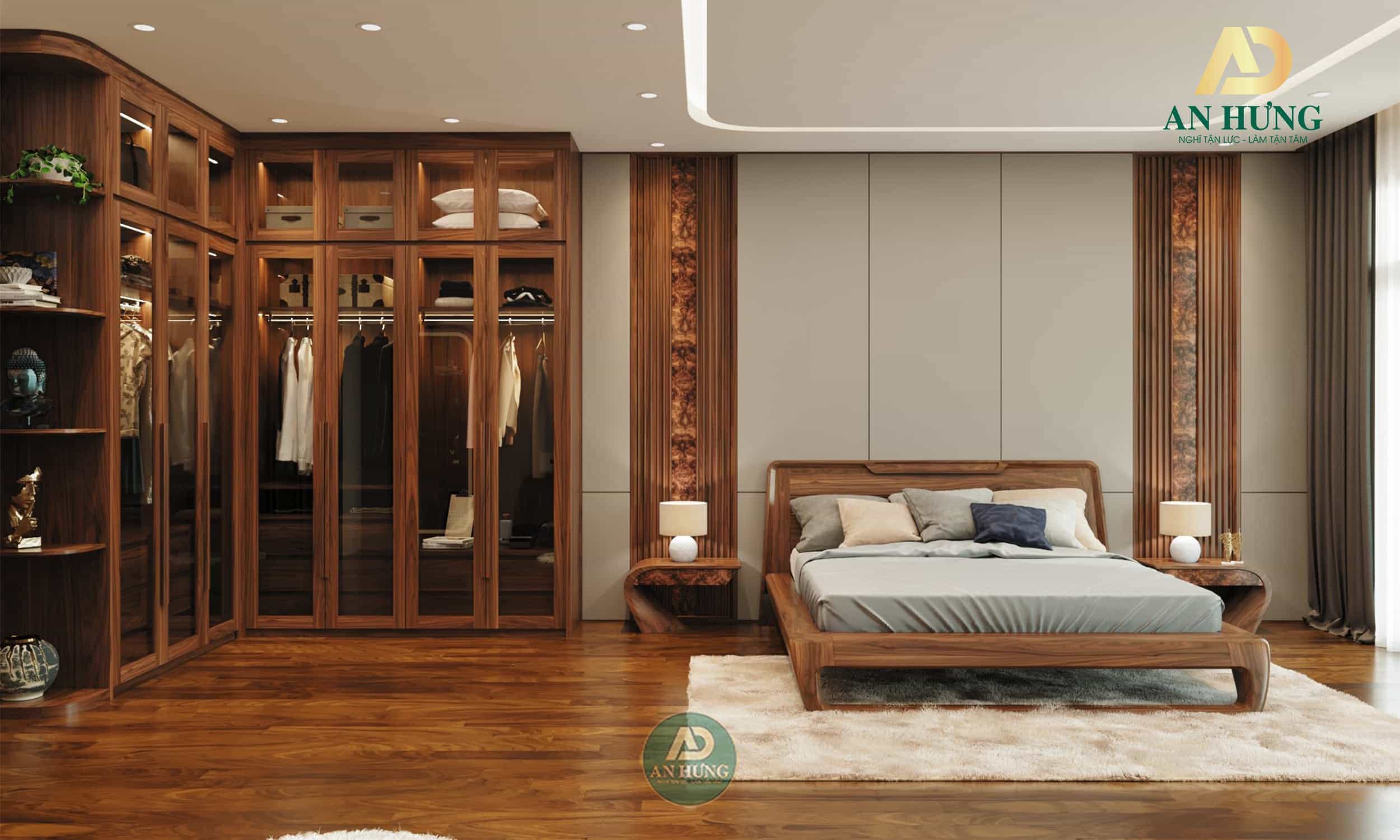 Mẫu giường ngủ gỗ óc chó tự nhiên cho giấc ngủ ngon