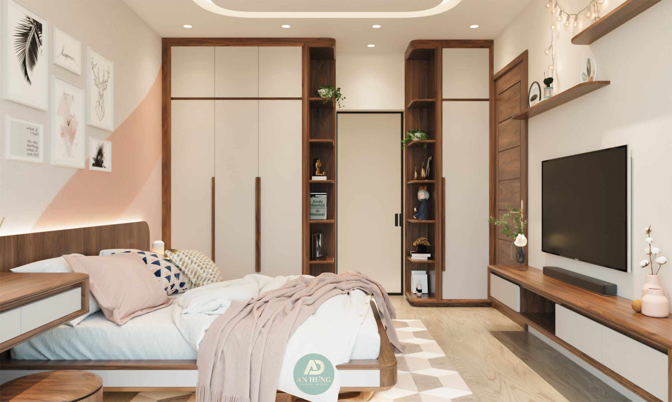 Mẫu 7: Tủ &aacute;o gỗ &oacute;c ch&oacute;' kịch trần với những ngăn tủ trang tr&iacute; đẹp mắt