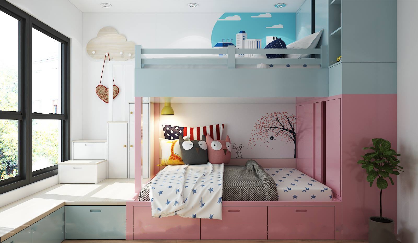 Giường hộp 2 tầng c&oacute; ngăn k&eacute;o 03