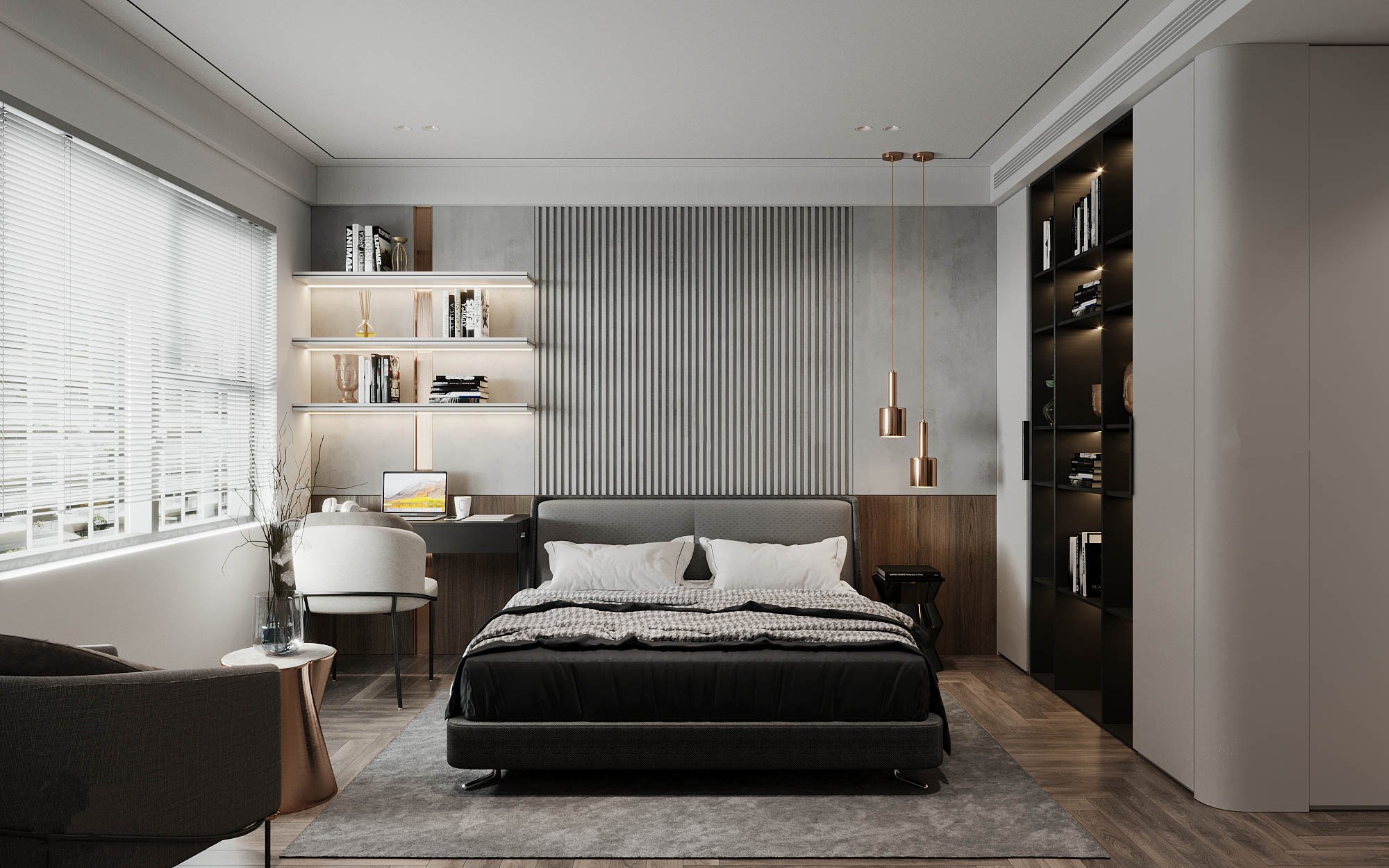 Phòng ngủ 20m2 sử dụng nội thất thông minh
