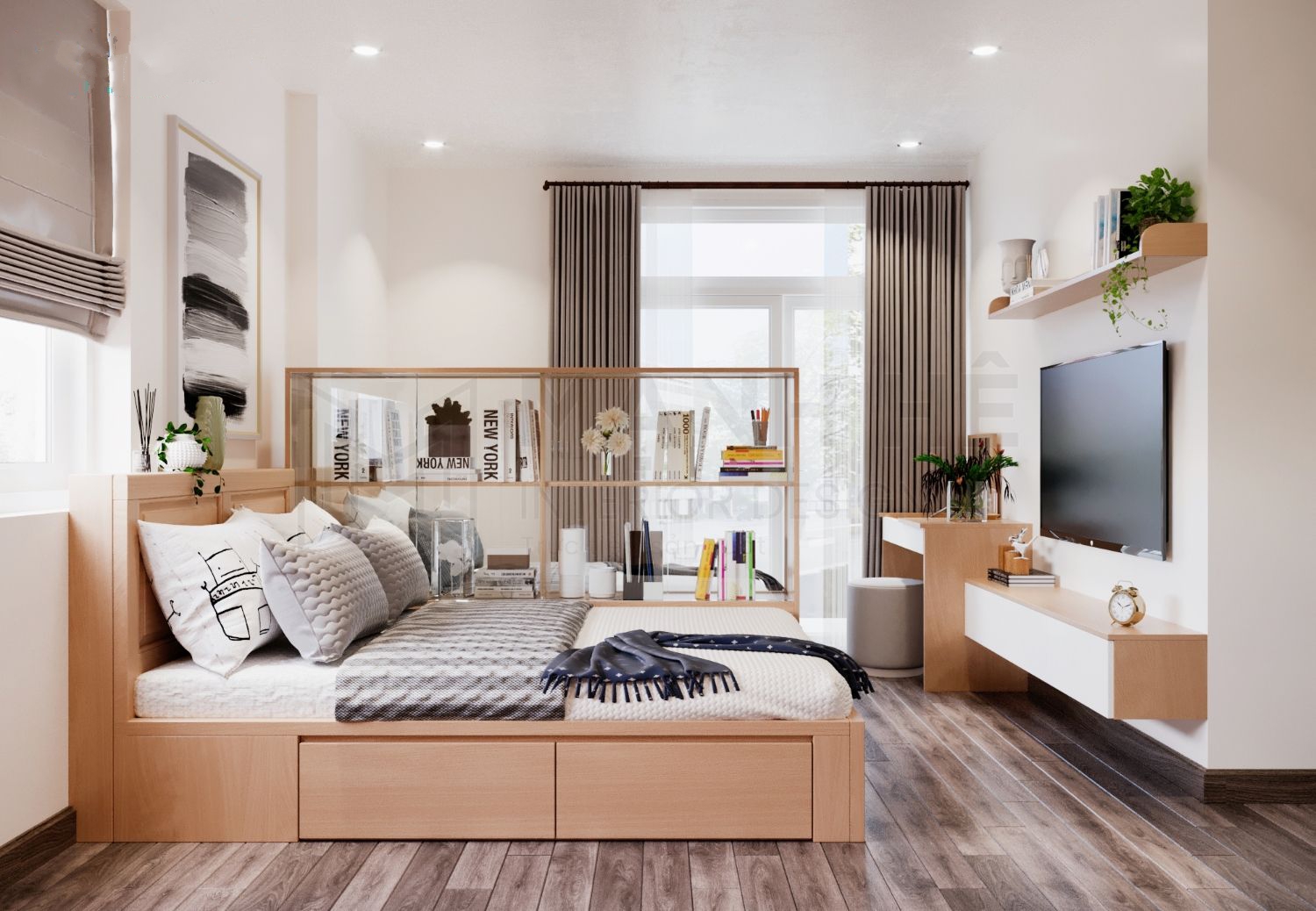 Giường ngủ gỗ tự nhiên có ngăn kéo