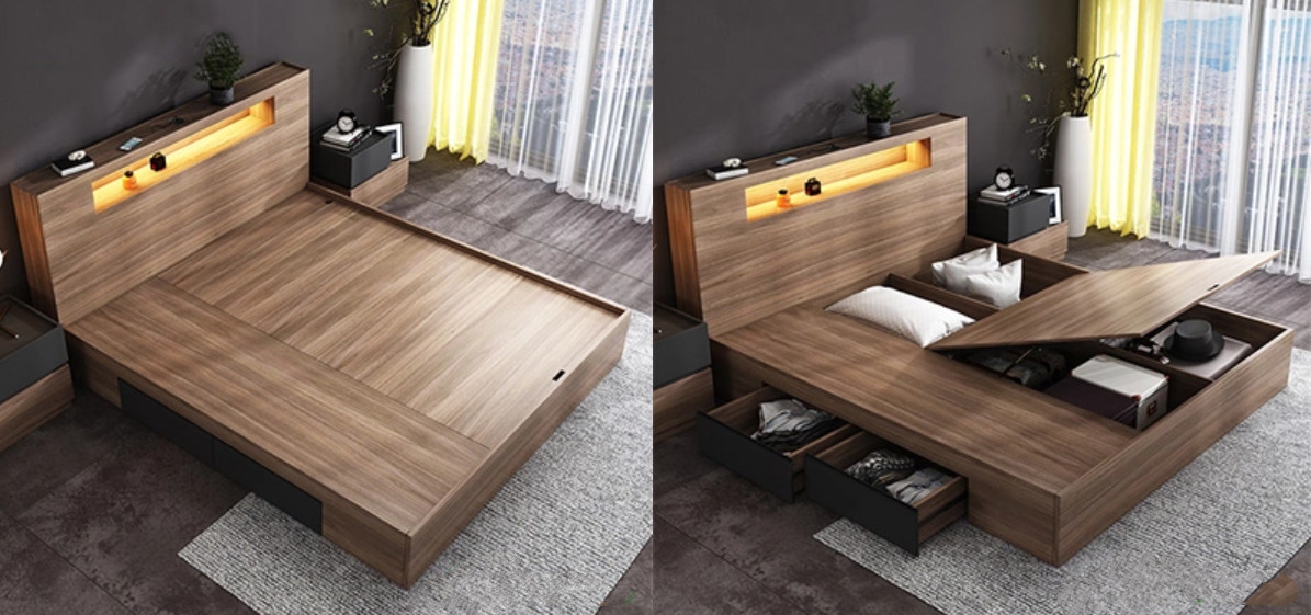 thiết kế giường có ngăn kéo ở dưới