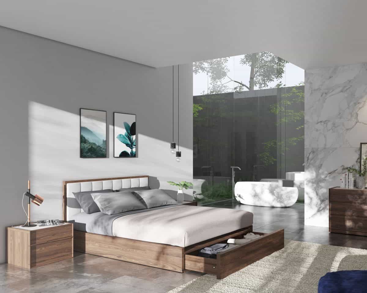 Mẫu giường ngăn kéo gỗ công nghiệp hiện đại