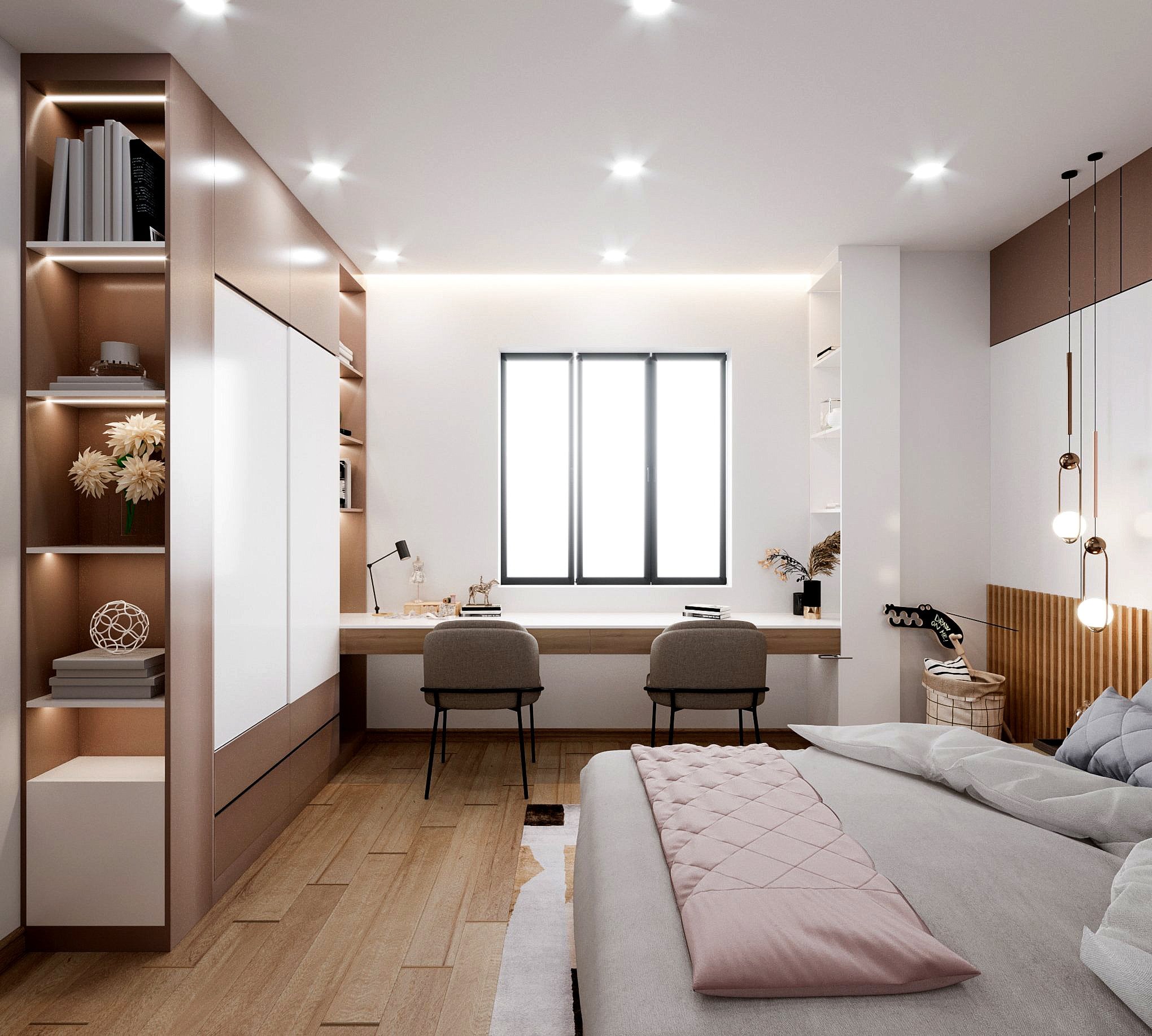 B&agrave;n học kết hợp c&ugrave;ng hệ tủ th&ocirc;ng minh