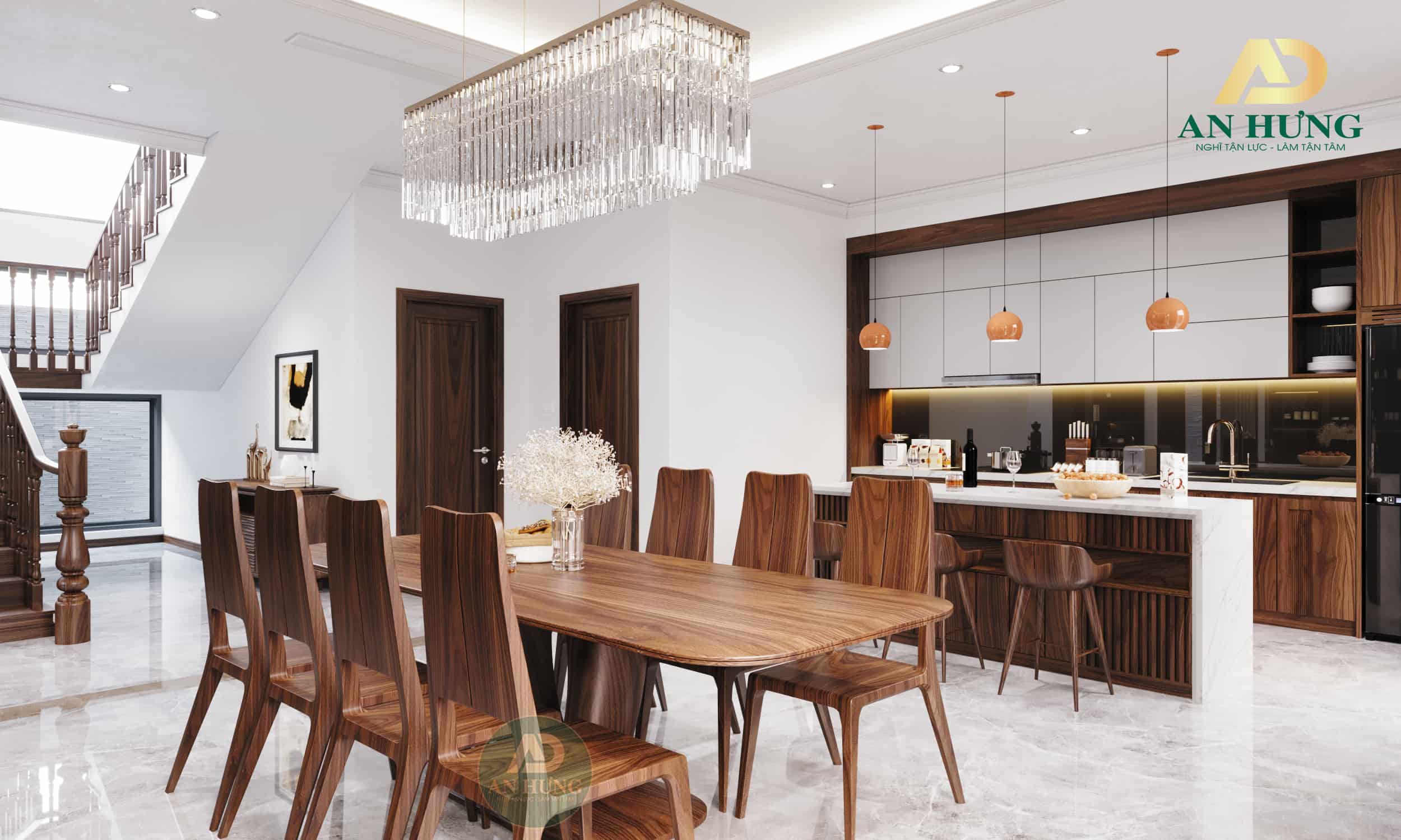 Thiết kế tủ bếp gỗ &oacute;c ch&oacute; chữ I sang trọng, thời thượng
