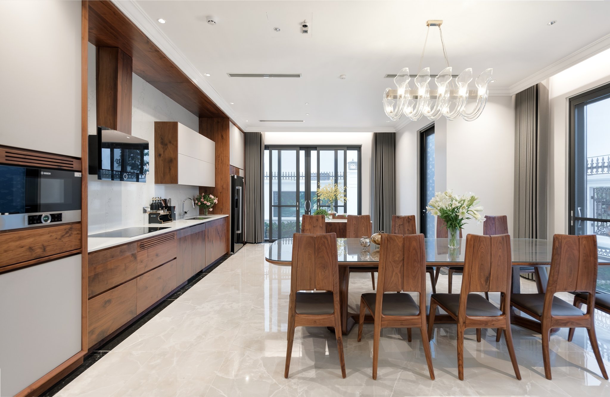 Thiết kế tủ bếp gỗ &oacute;c ch&oacute; chữ I hiện đại, tiện nghi 