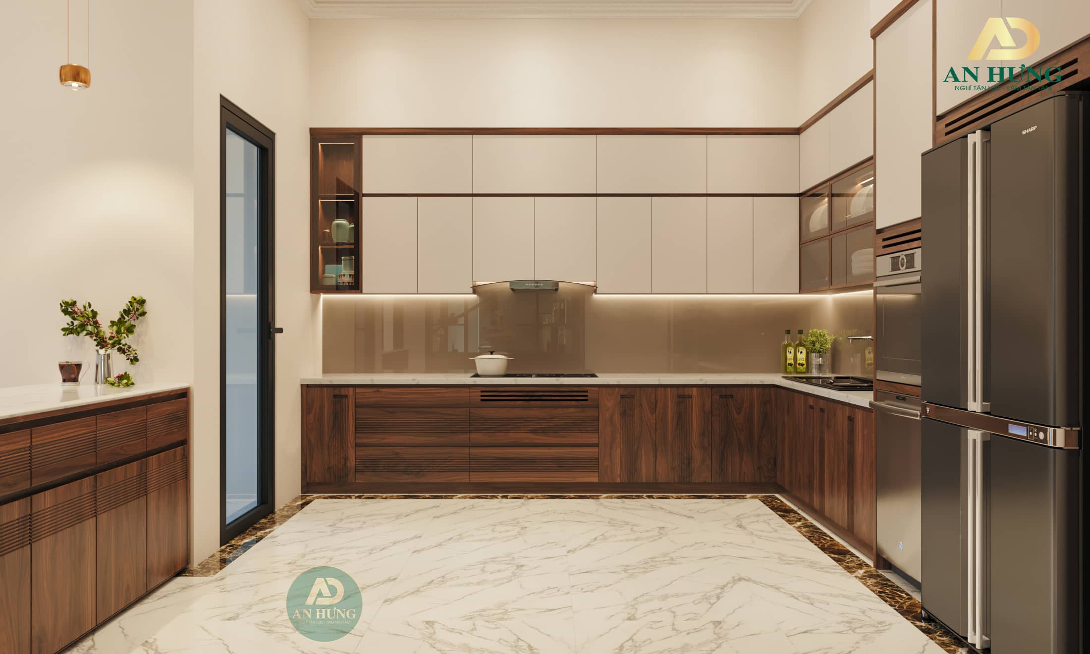 Tủ bếp gỗ &oacute;c ch&oacute; chữ L tiện dụng, tiết kiệm diện t&iacute;ch