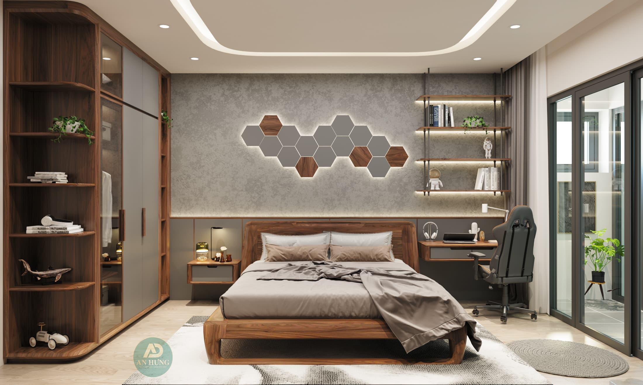 Trang trí phòng ngủ cho gia chủ nam mạnh mẽ, cá tính