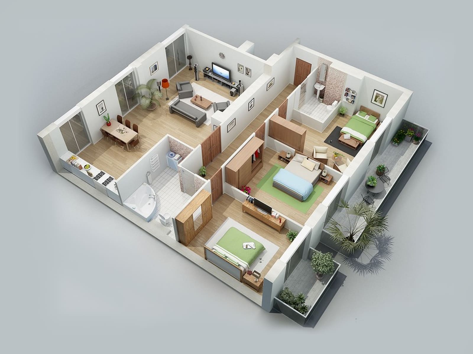 THIẾT KẾ - NỘI THẤT - CHUNG CƯ 3 PHÒNG NGỦ
