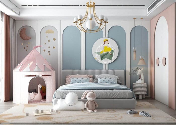 Nội thất ph&ograve;ng ngủ b&eacute; g&aacute;i dễ thương