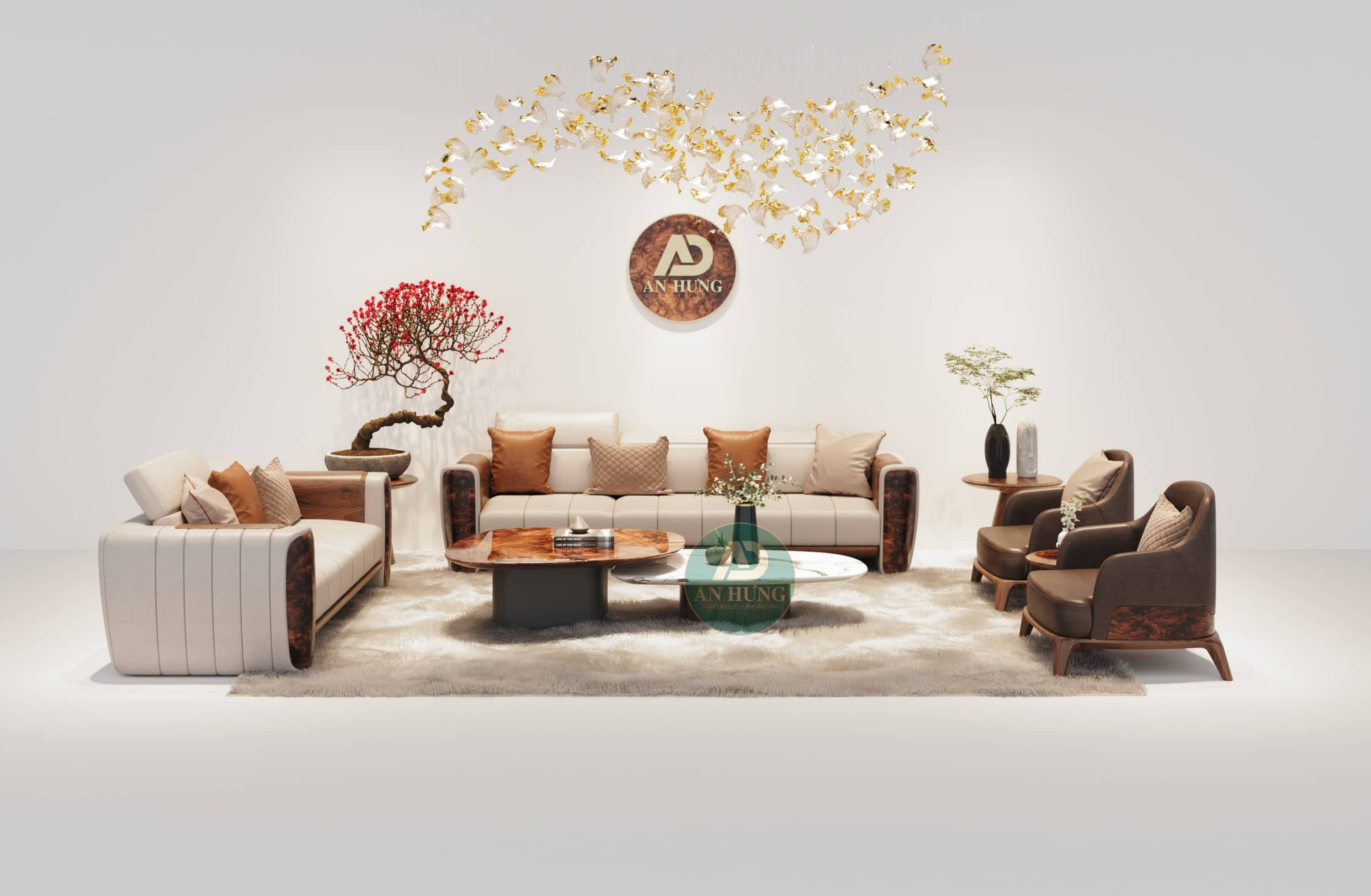 Sofa gỗ &oacute;c ch&oacute; cao cấp cho nội thất ph&ograve;ng kh&aacute;ch chung cư