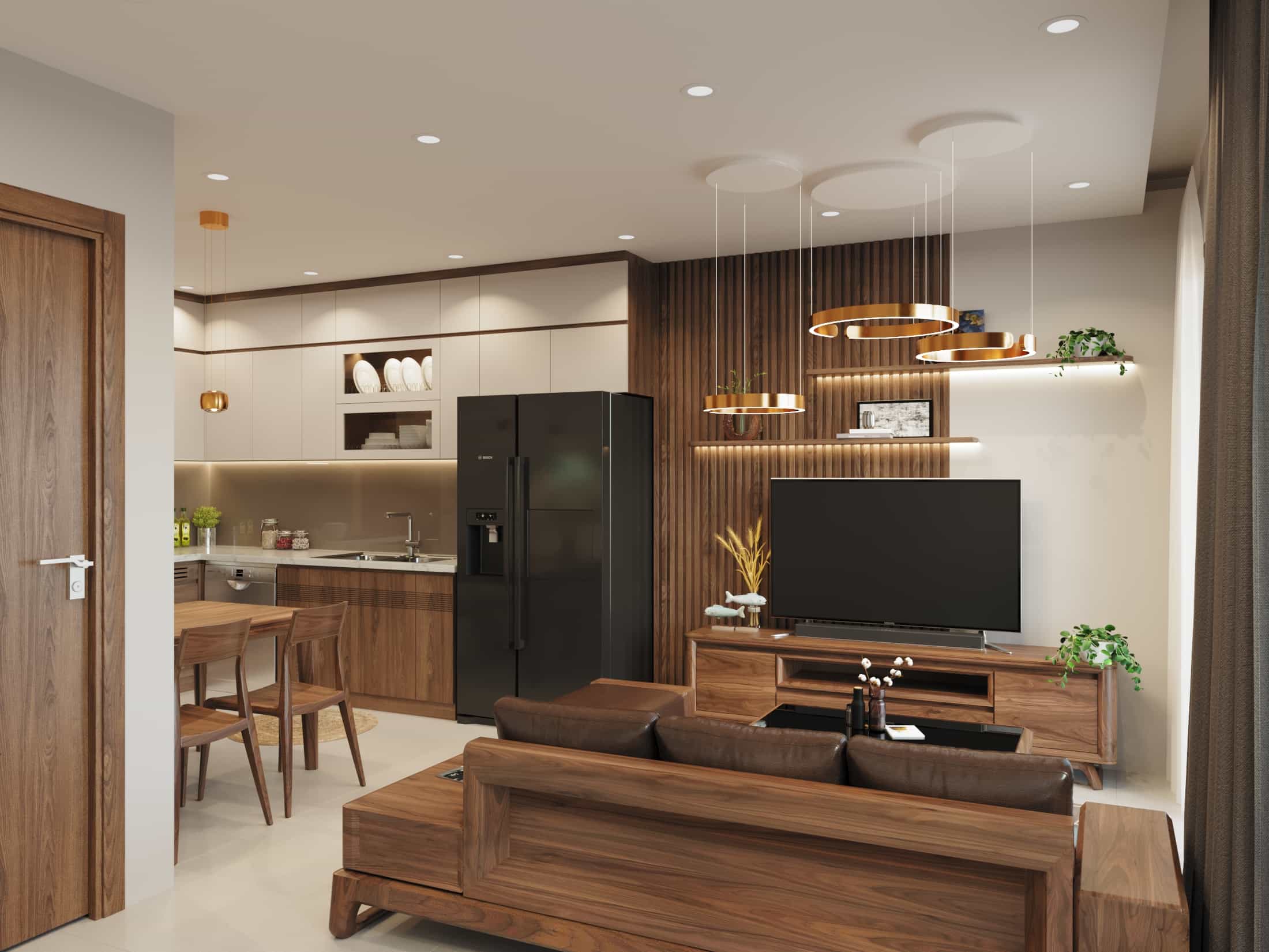 H&igrave;nh 1: Thiết kế chung cư tại B&igrave;nh Dương sử dụng nội thất gỗ &oacute;c ch&oacute;