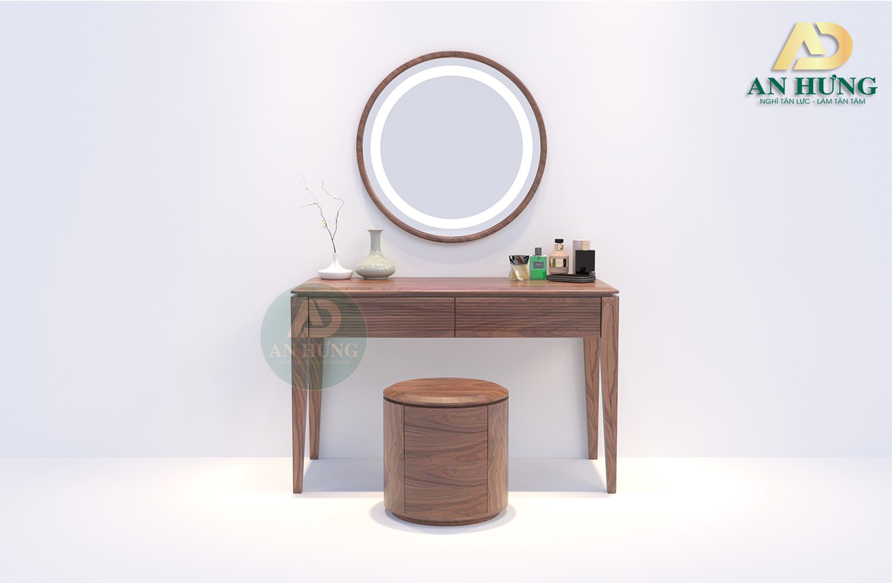 MẪU BÀN TRANG ĐIỂM GỖ ÓC CHÓ ĐẸP - GG09
