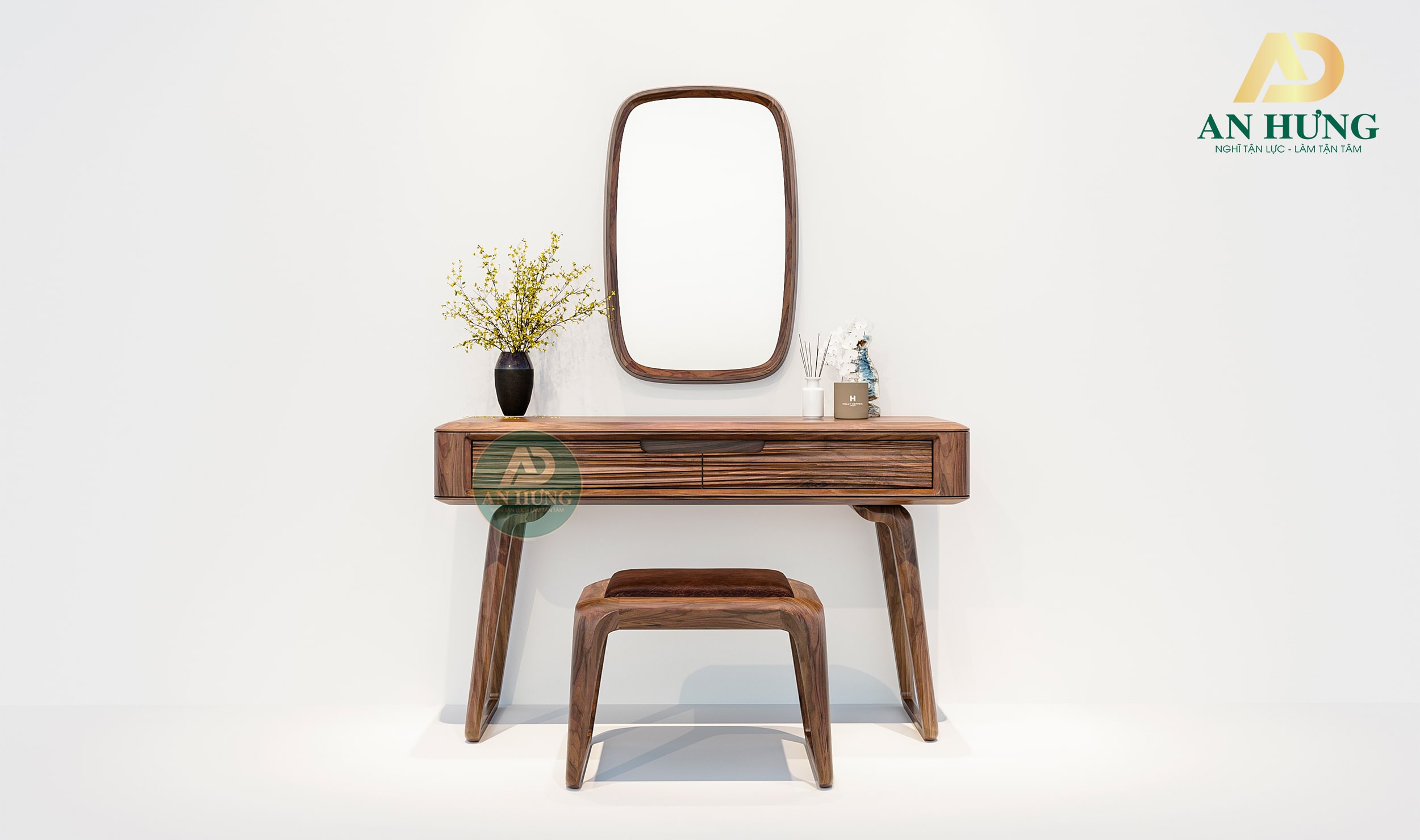 Bàn trang điểm gỗ óc chó đẹp - GG15