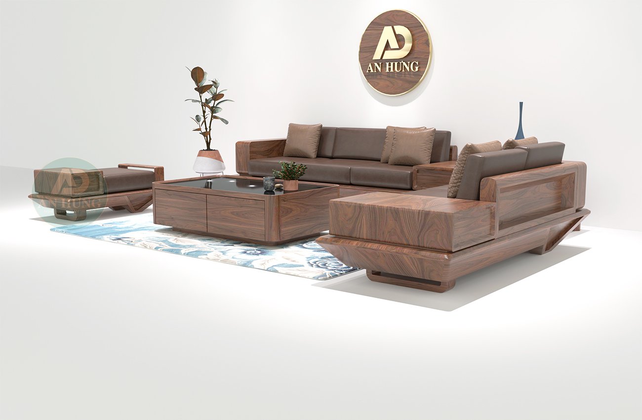 Mẫu sofa gỗ óc chó đẹp mới - AA34