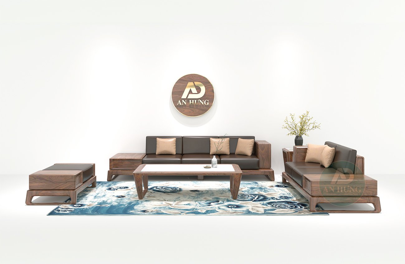 MẪU BỘ SOFA GỖ ÓC CHÓ HIỆN ĐẠI - AA38