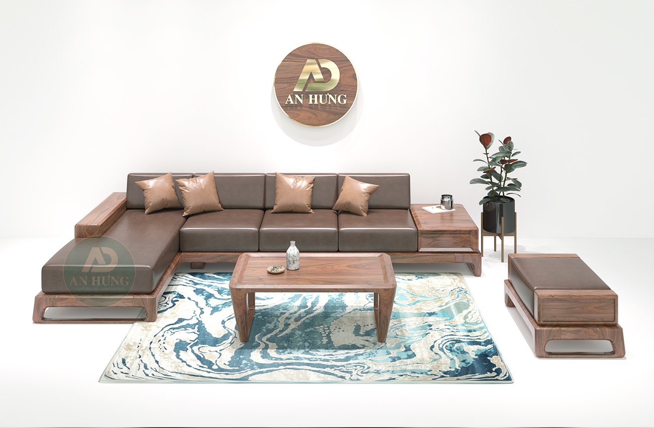 MẪU SOFA GỖ ÓC CHÓ CHỮ L MỚI - AA40