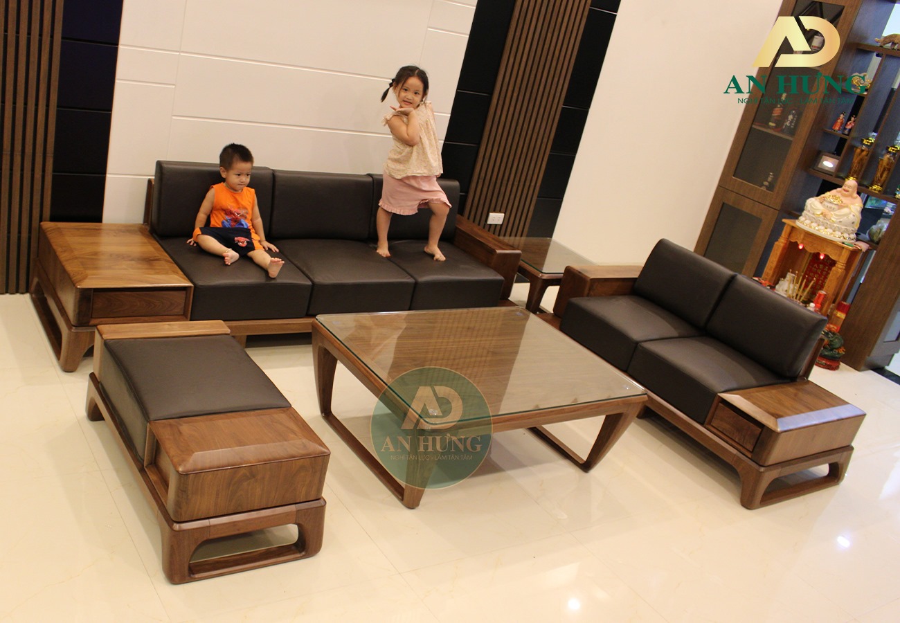 BỘ SOFA GỖ ÓC CHÓ ĐẸP - AA44