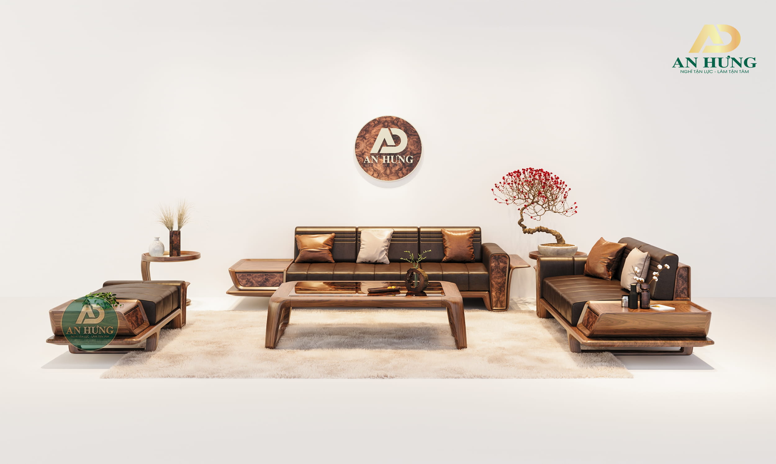 MẪU SOFA GỖ ÓC CHÓ MỚI NHẤT - AA48