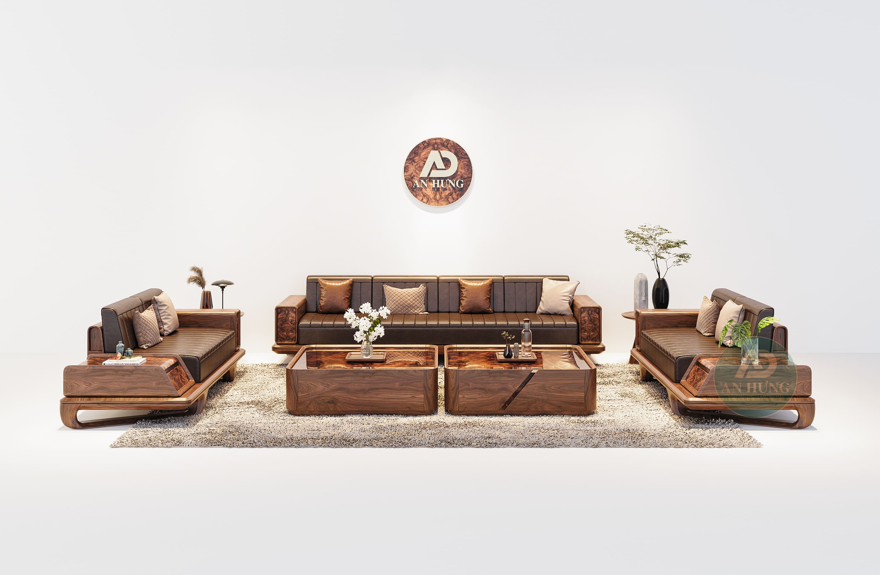 SOFA GỖ ÓC CHÓ CHO PHÒNG KHÁCH RỘNG - AA52