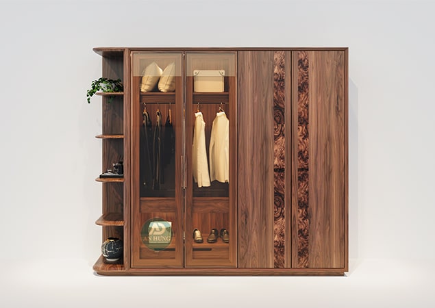 MẪU TỦ ÁO GỖ ÓC CHÓ ĐƠN GIẢN ĐẸP - EE19