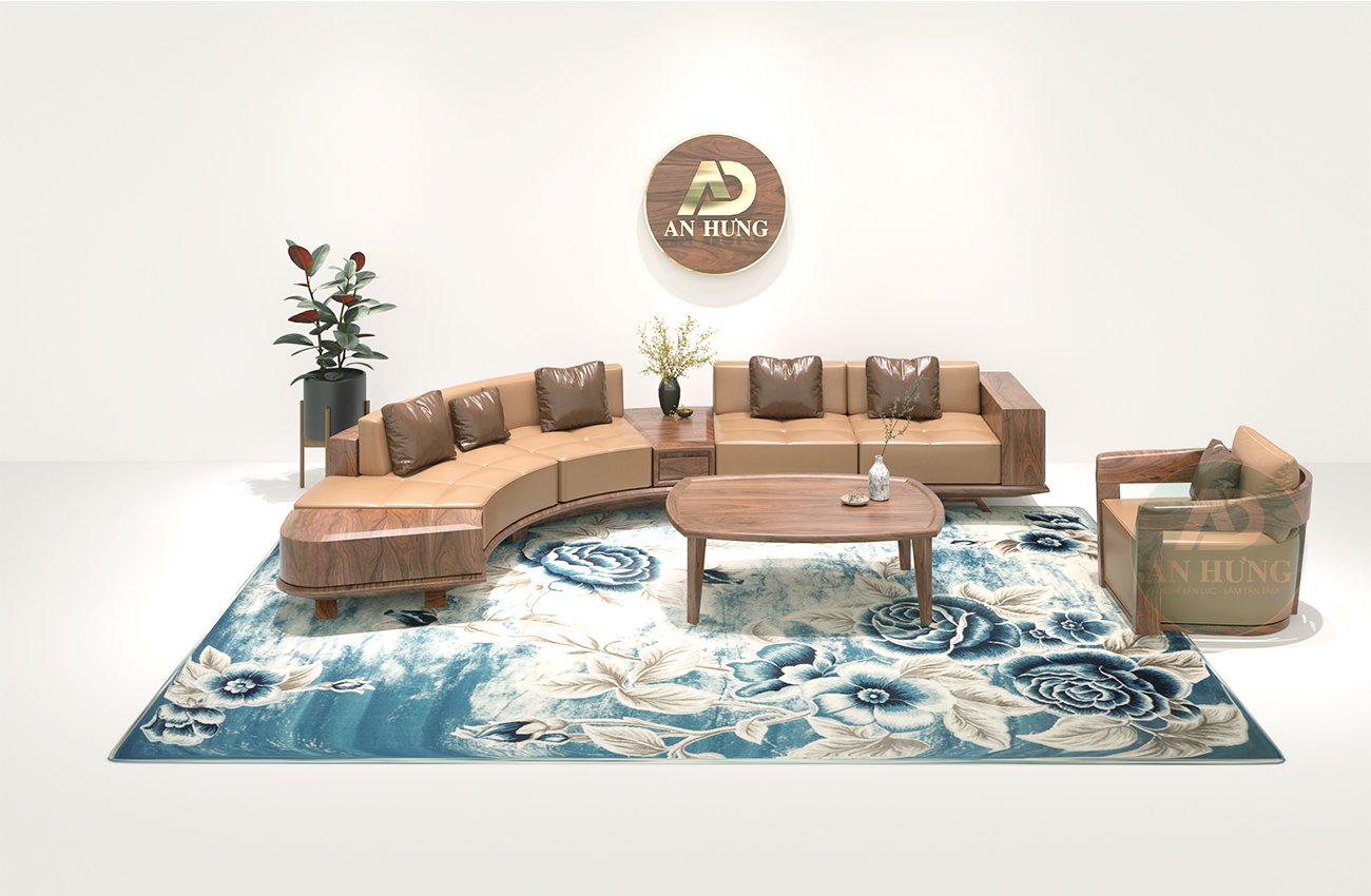 MẪU SOFA GỖ CHỮ J MÀU NÂU SANG TRỌNG - SPG77