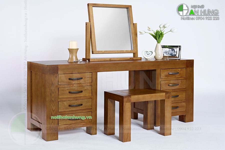 BÀN TRANG ĐIỂM GỖ SỒI ĐẸP - BP14