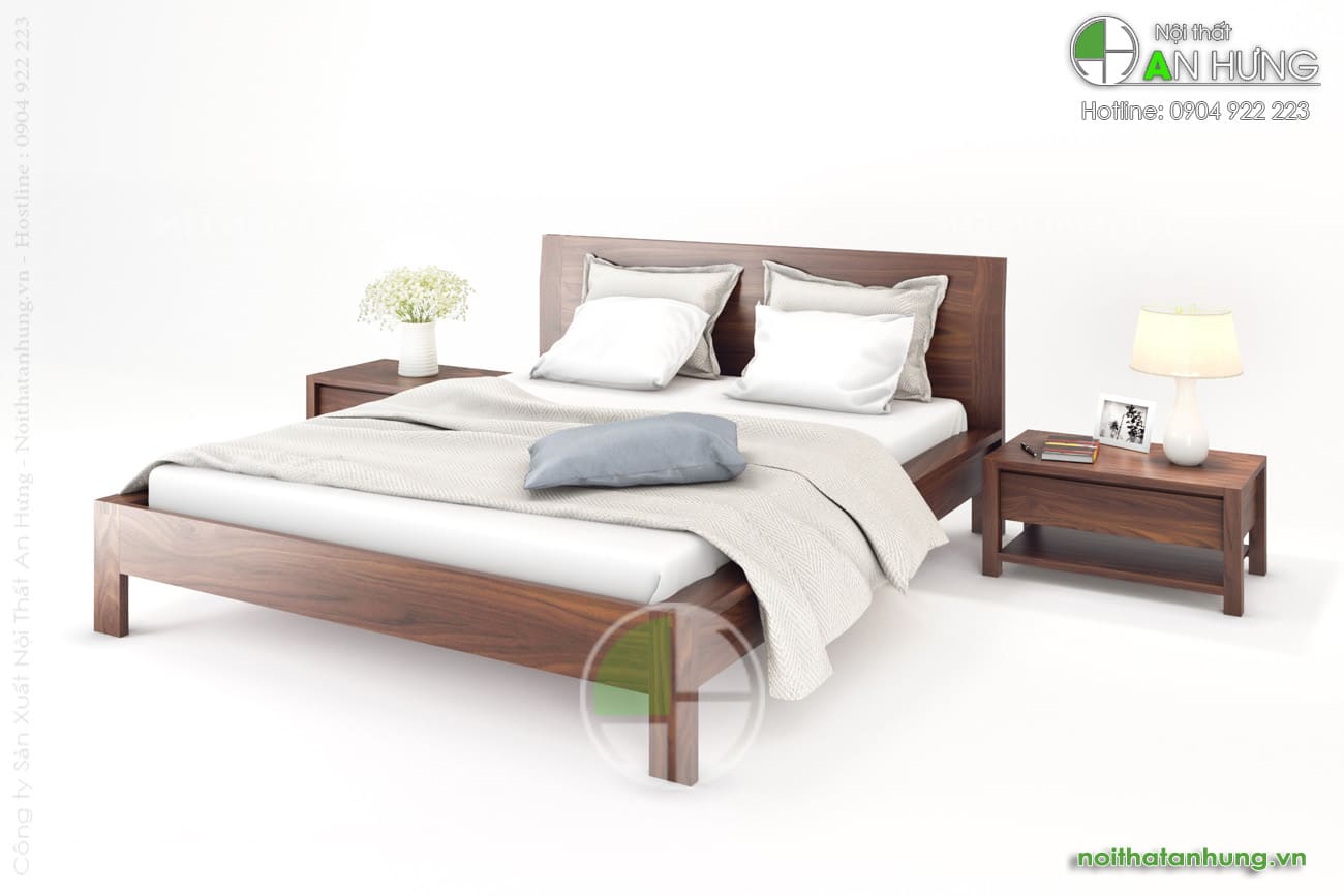 MẪU GIƯỜNG NGỦ GỖ ÓC CHÓ ĐẸP HIỆN ĐẠI - GN35