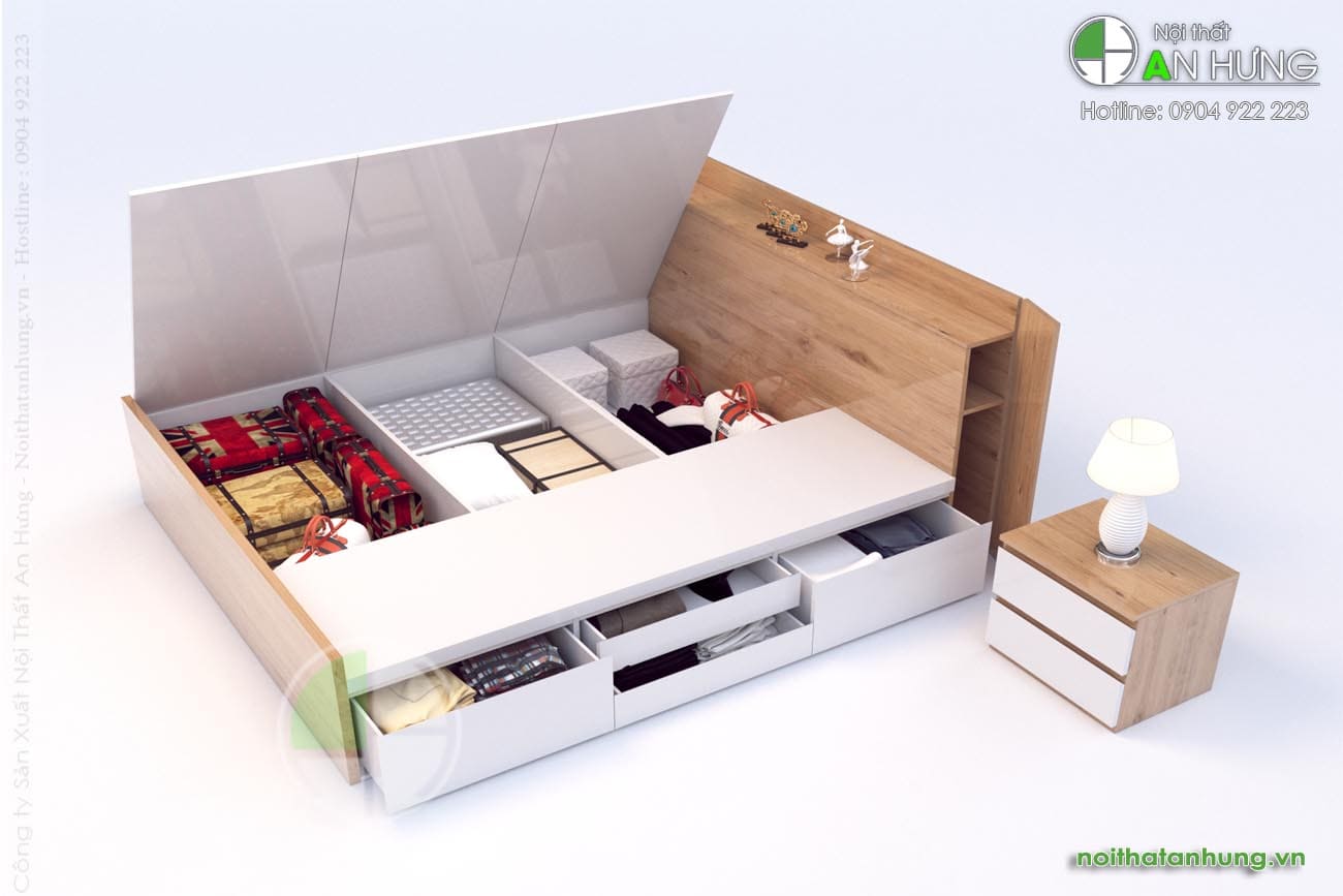 MẪU GIƯỜNG NGỦ CÓ HỘC ĐỂ ĐỒ - GN64