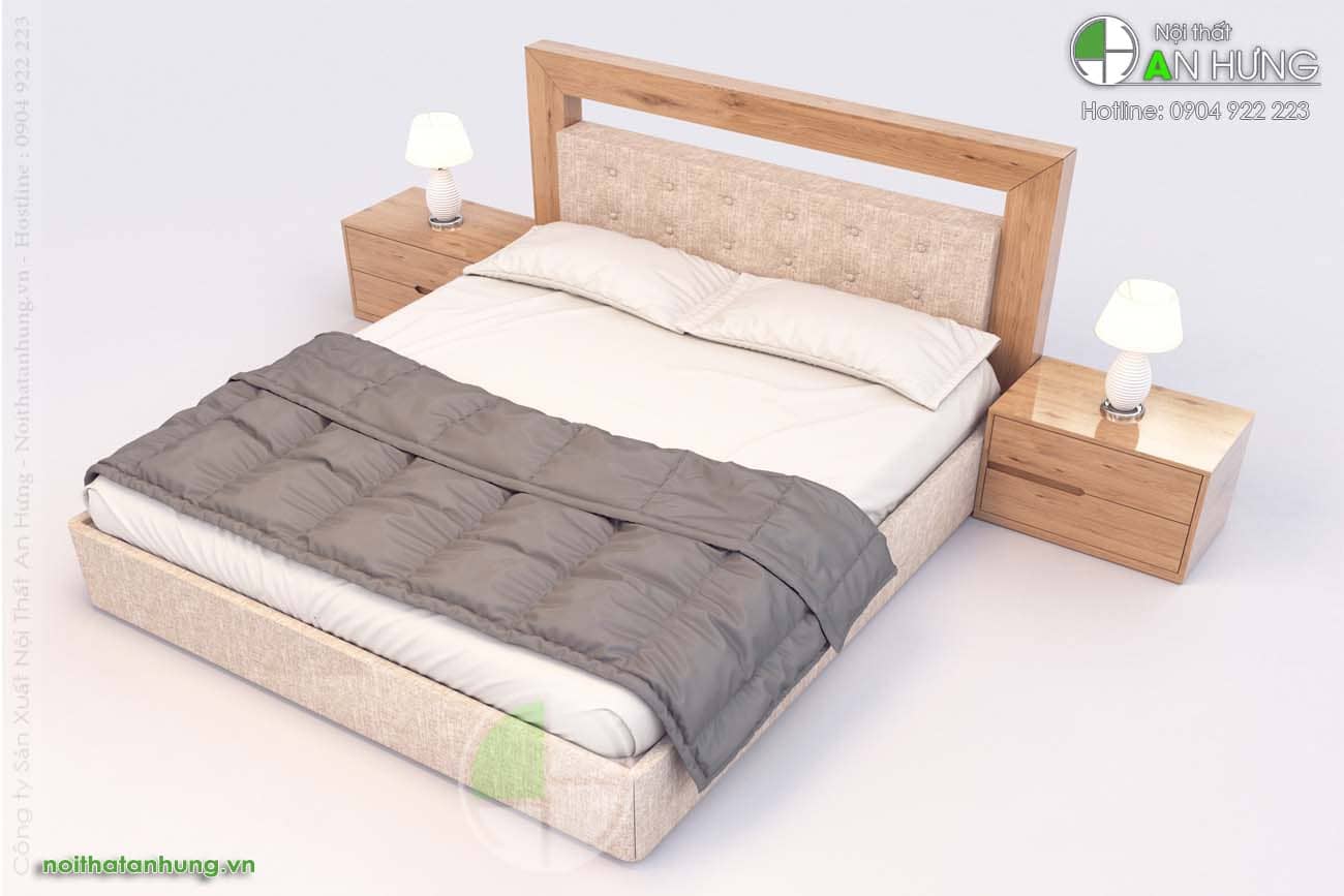 Mẫu giường ngủ gỗ bọc nỉ - GT69