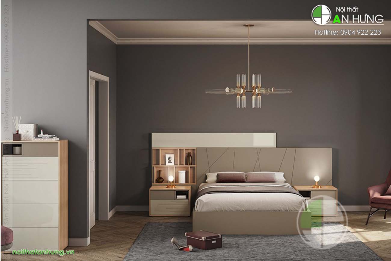 THIẾT KẾ GIƯỜNG NGỦ GỖ CÔNG NGHIỆP - GN73