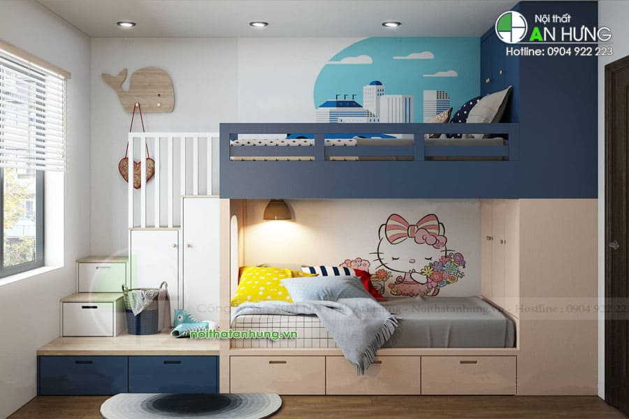 MẪU PHÒNG NGỦ ĐẸP VỚI GIƯỜNG TẦNG ĐA NĂNG  - GT22