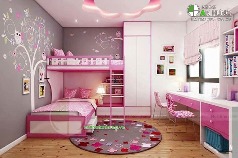 MẪU GIƯỜNG TẦNG CHO 2 BÉ GÁI - GT27