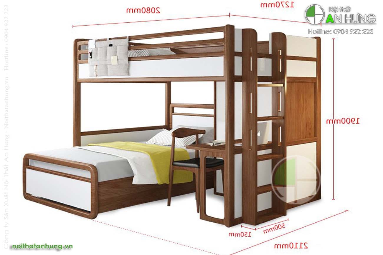 Giường tầng kết hợp bàn học - GT33