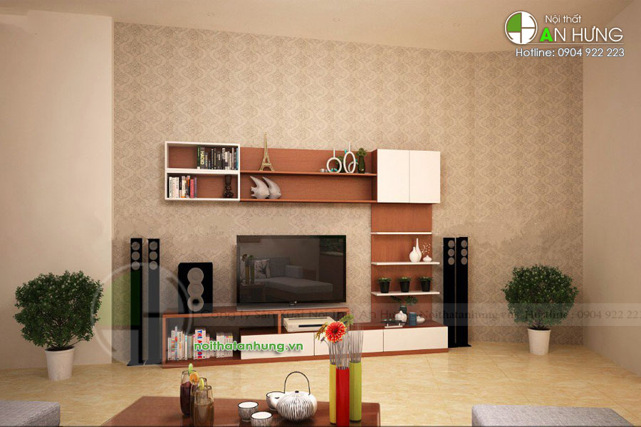 Mẫu kệ tivi kết hợp đợt trang trí - KTV45