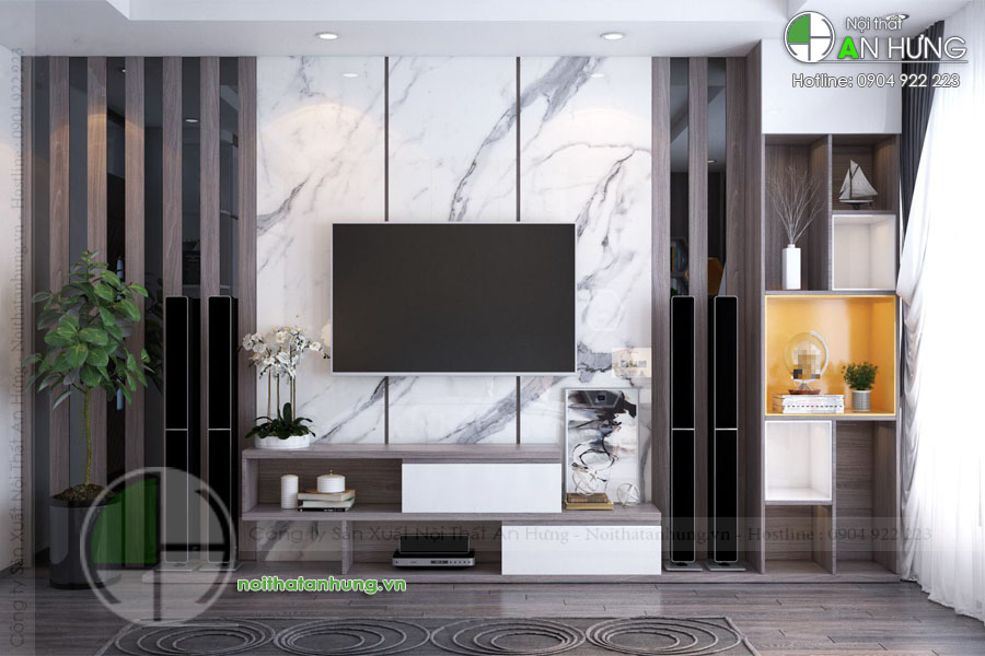 MẪU KỆ TIVI VÀ VÁCH ỐP TƯỜNG HIỆN ĐẠI - KTV58