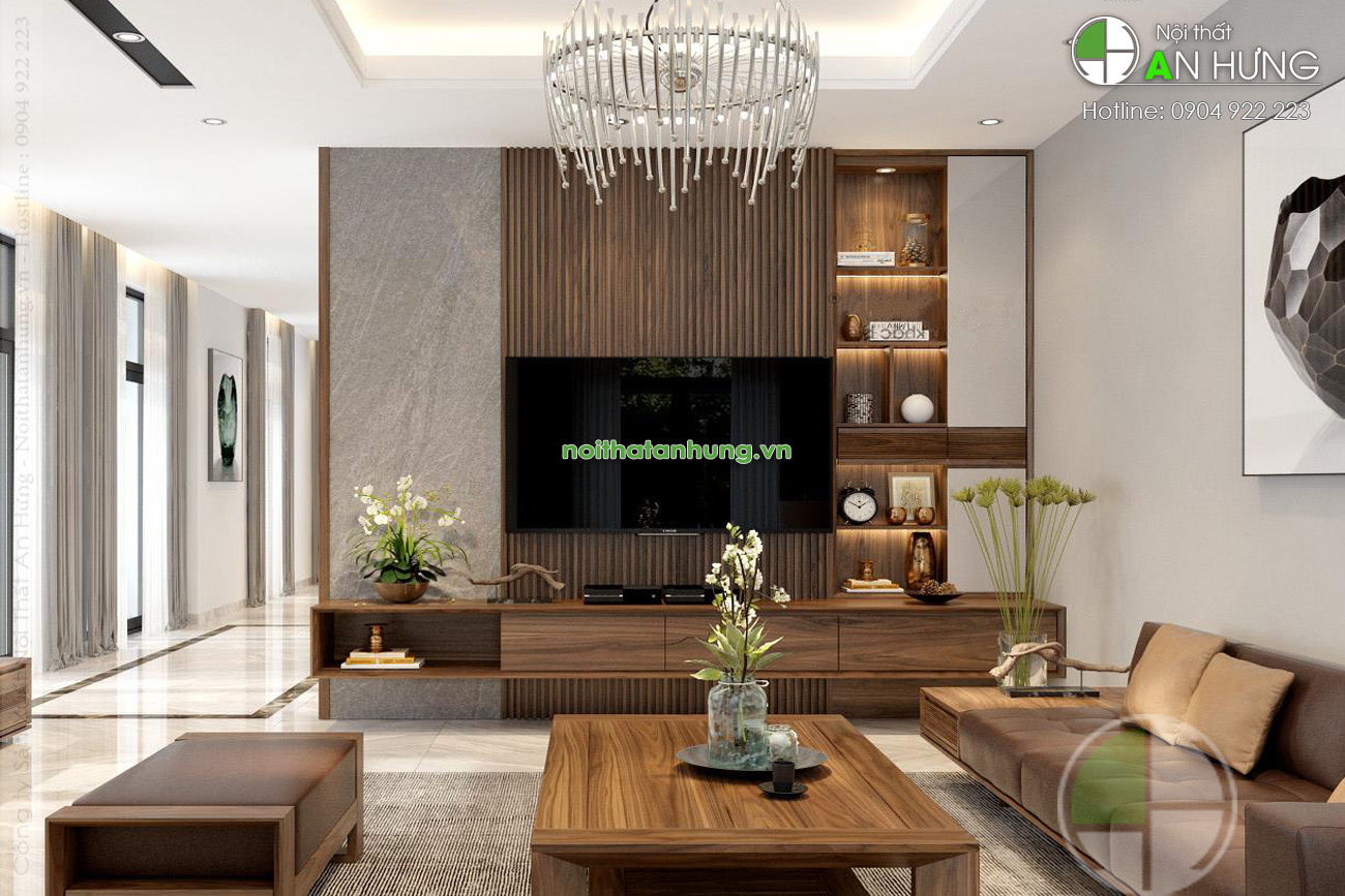 MẪU KỆ TIVI TREO KẾT HỢP VÁCH ỐP TƯỜNG ĐẸP - KTV85