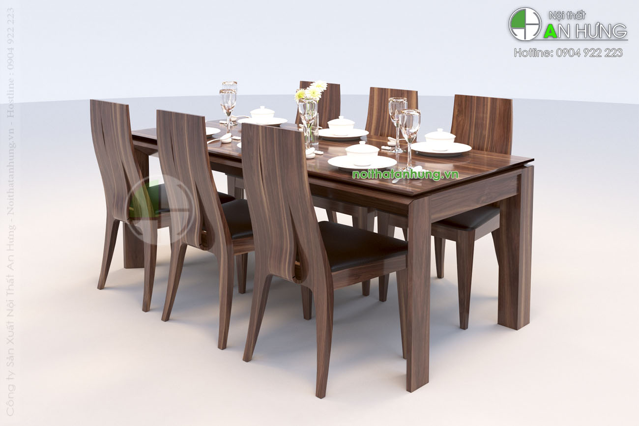 Mẫu bàn ghế ăn gỗ óc chó -KK01