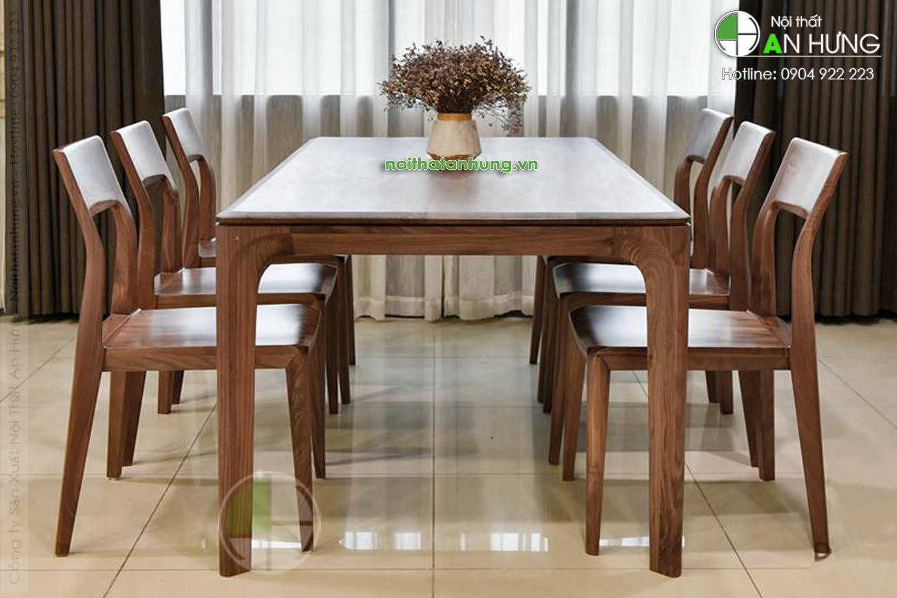 Bàn ghế ăn gỗ óc chó đẹp - KK02
