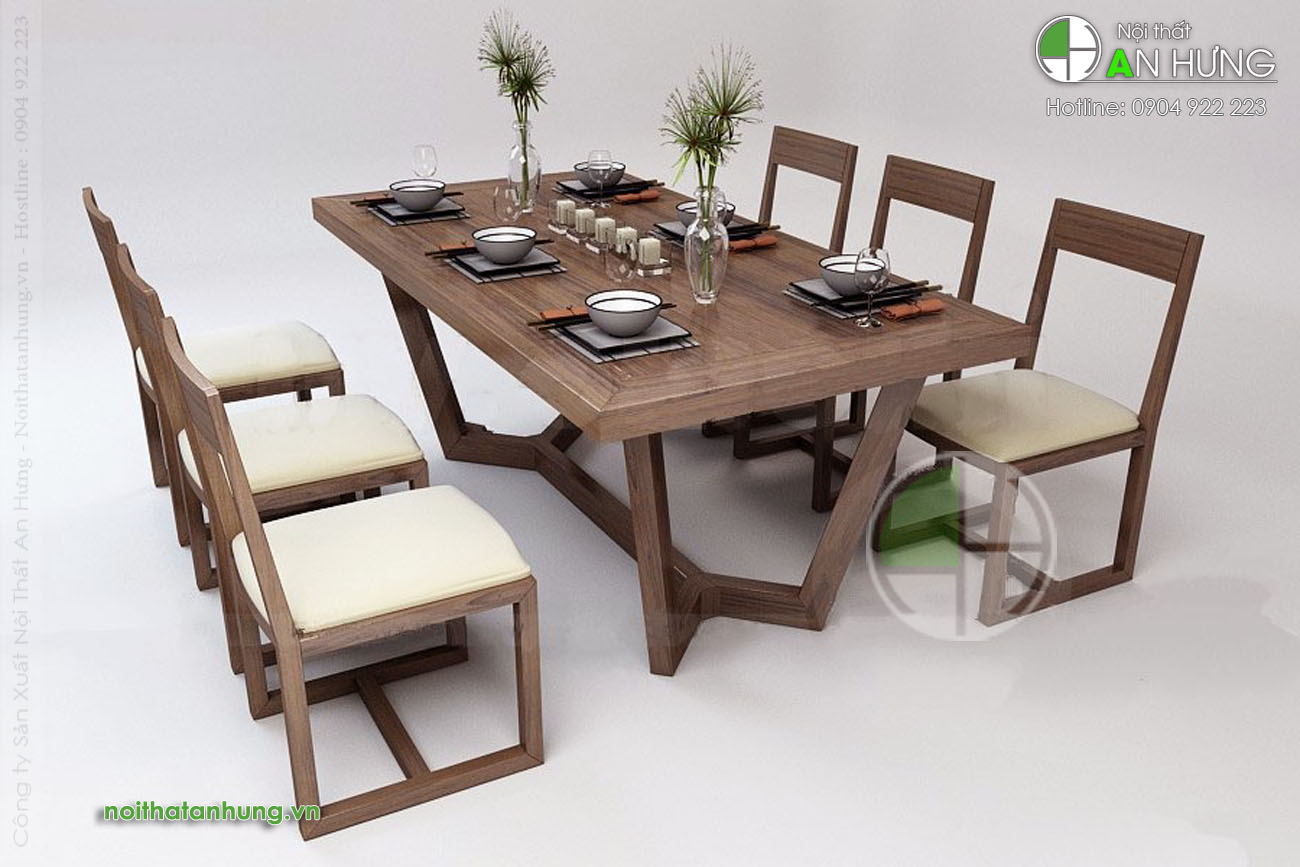 Bộ bàn ghế ăn gỗ óc chó hiện đại - KK09