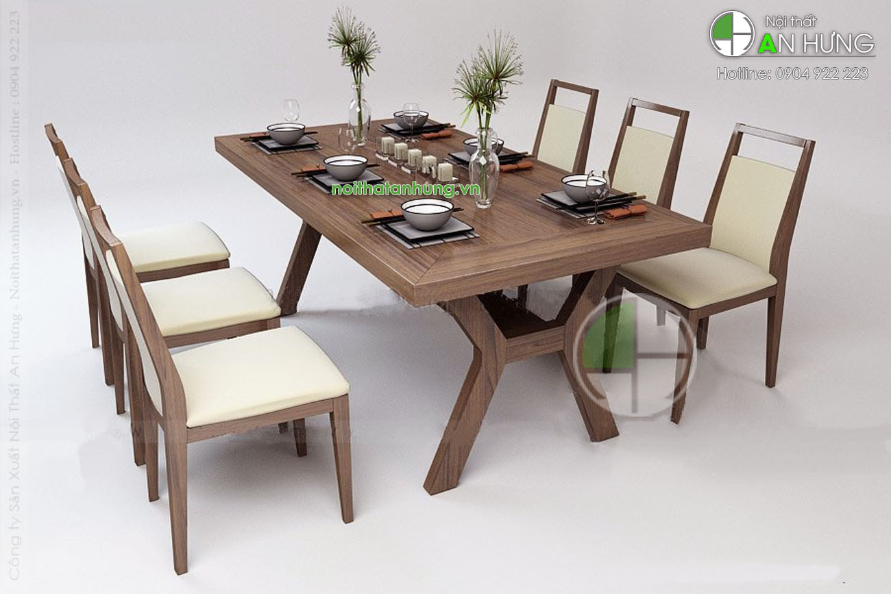 BỘ BÀN GHẾ ĂN GỖ ÓC CHÓ BỌC DA ĐẸP - KK10
