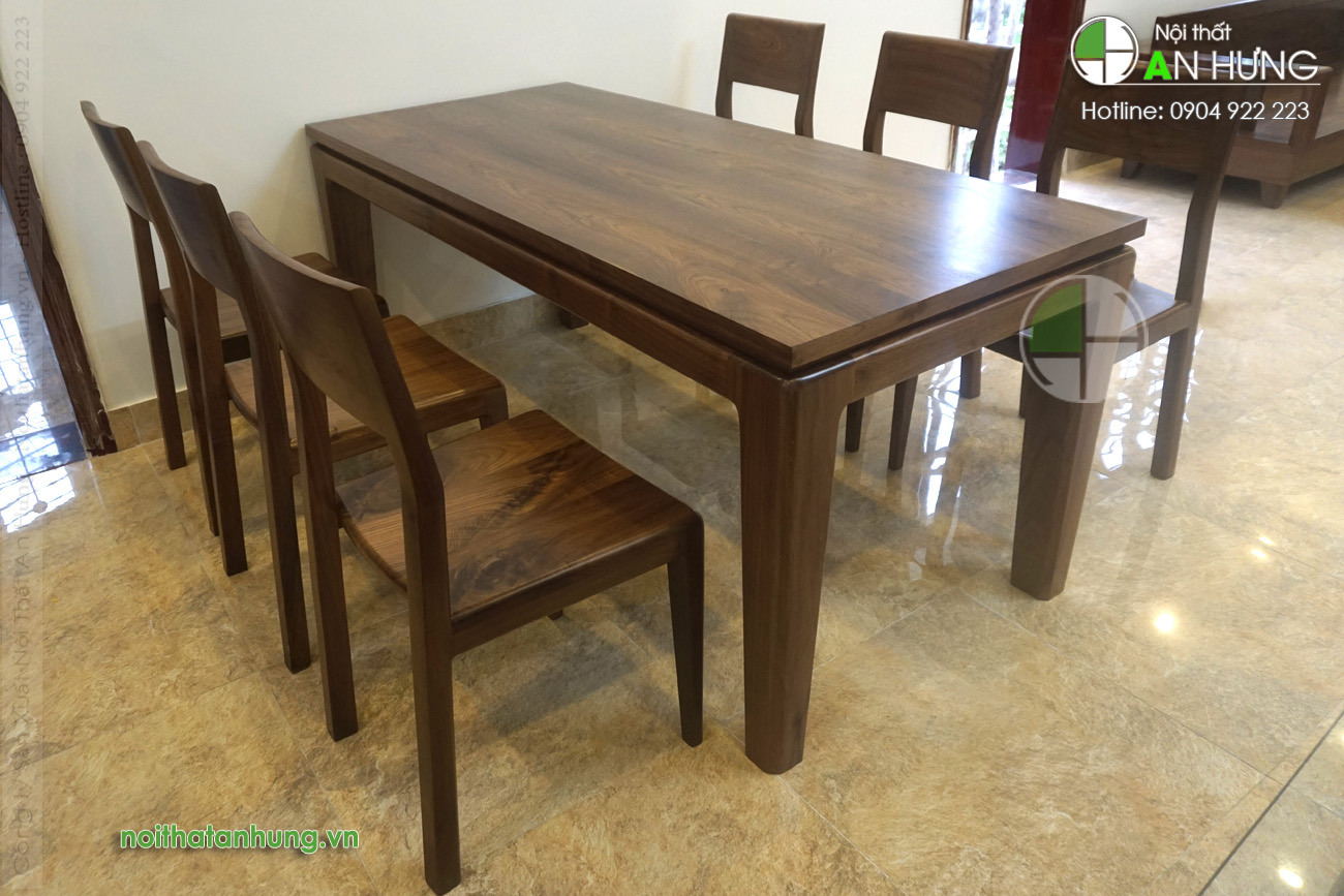 Bàn ghế ăn gỗ óc chó 6 ghế  - KK14