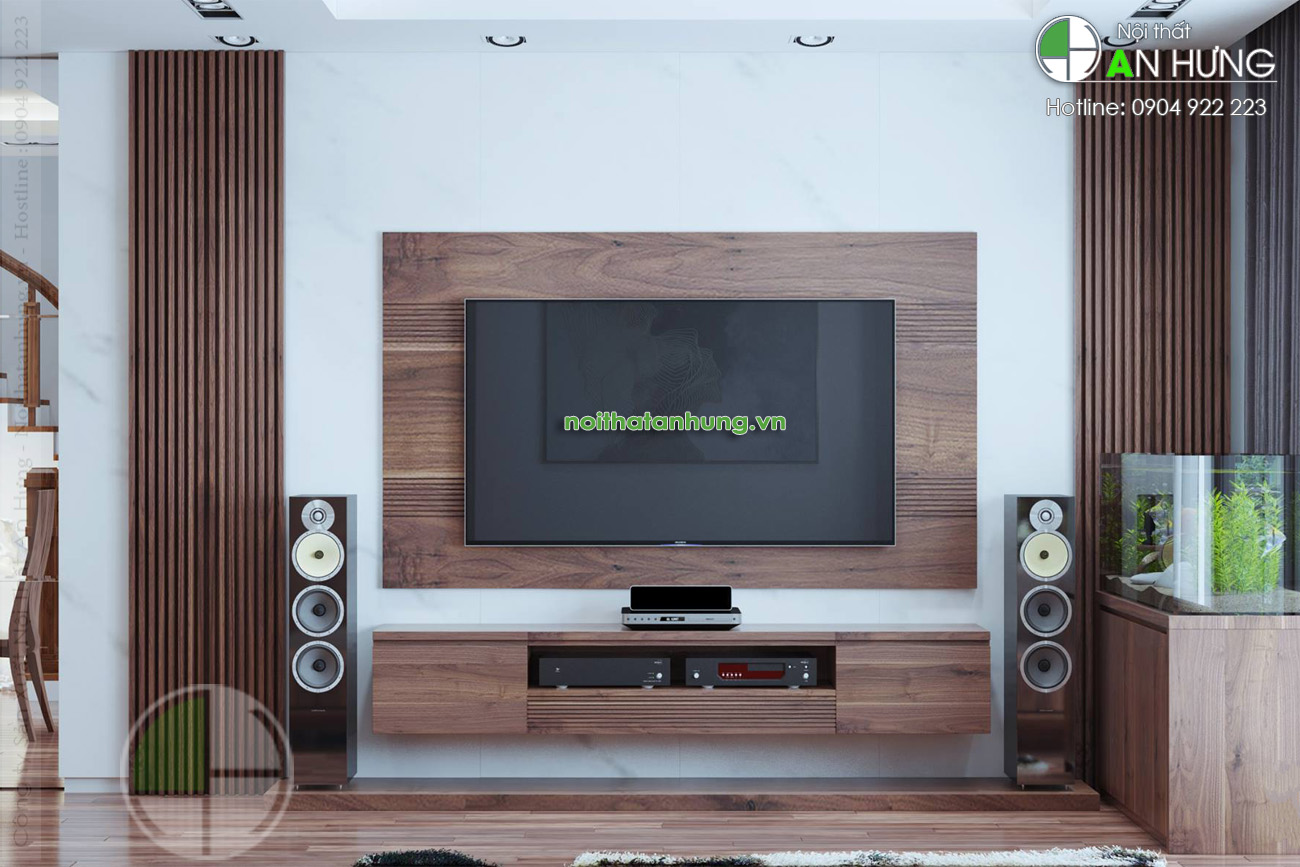 MẪU KỆ TIVI TREO TƯỜNG GỖ ÓC CHÓ - BB09