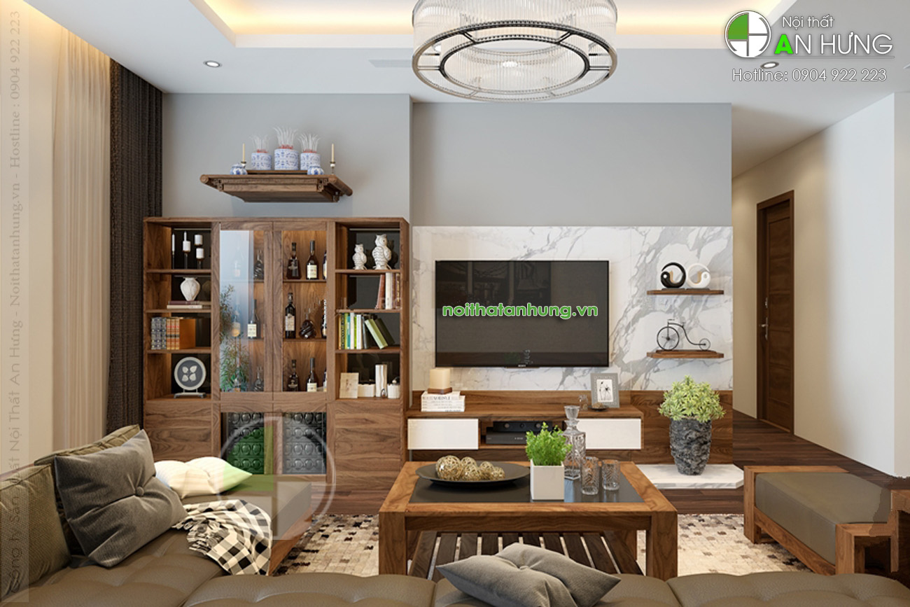 KỆ TIVI GỖ ÓC CHÓ TỦ RƯỢU HIỆN ĐẠI - BB24