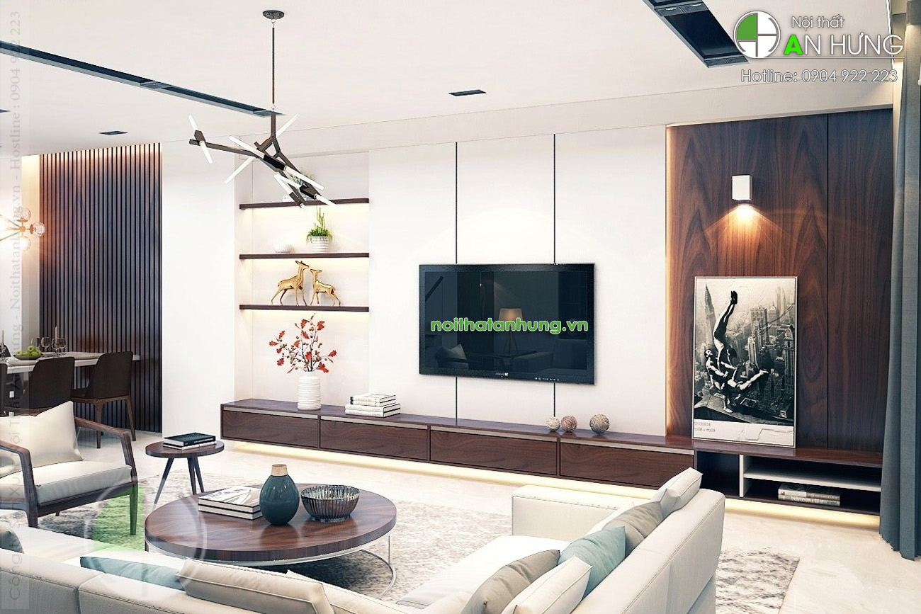 Mẫu kệ tivi gỗ óc chó cho phòng khách rộng - BB25