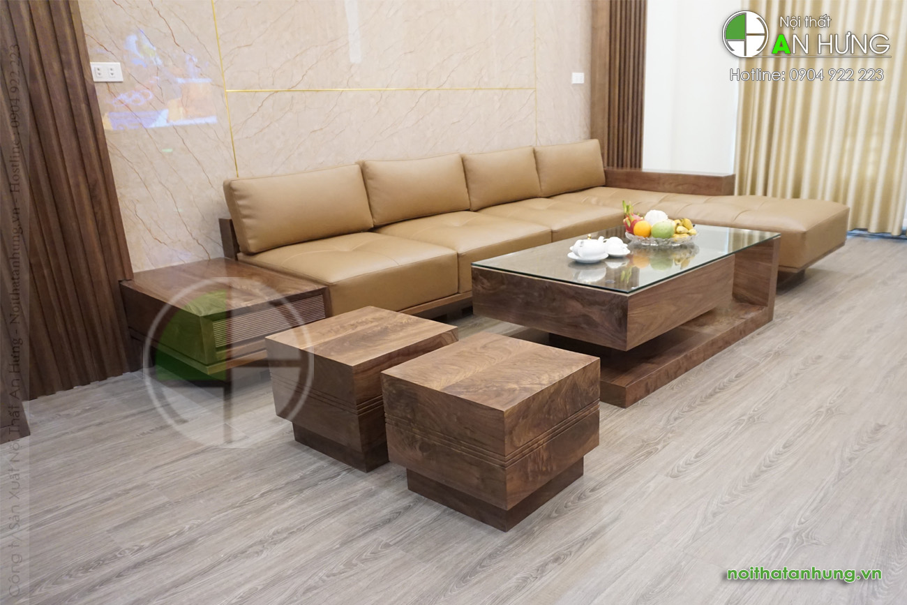 Mẫu sofa gỗ óc chó cao cấp hiện đại - AA03