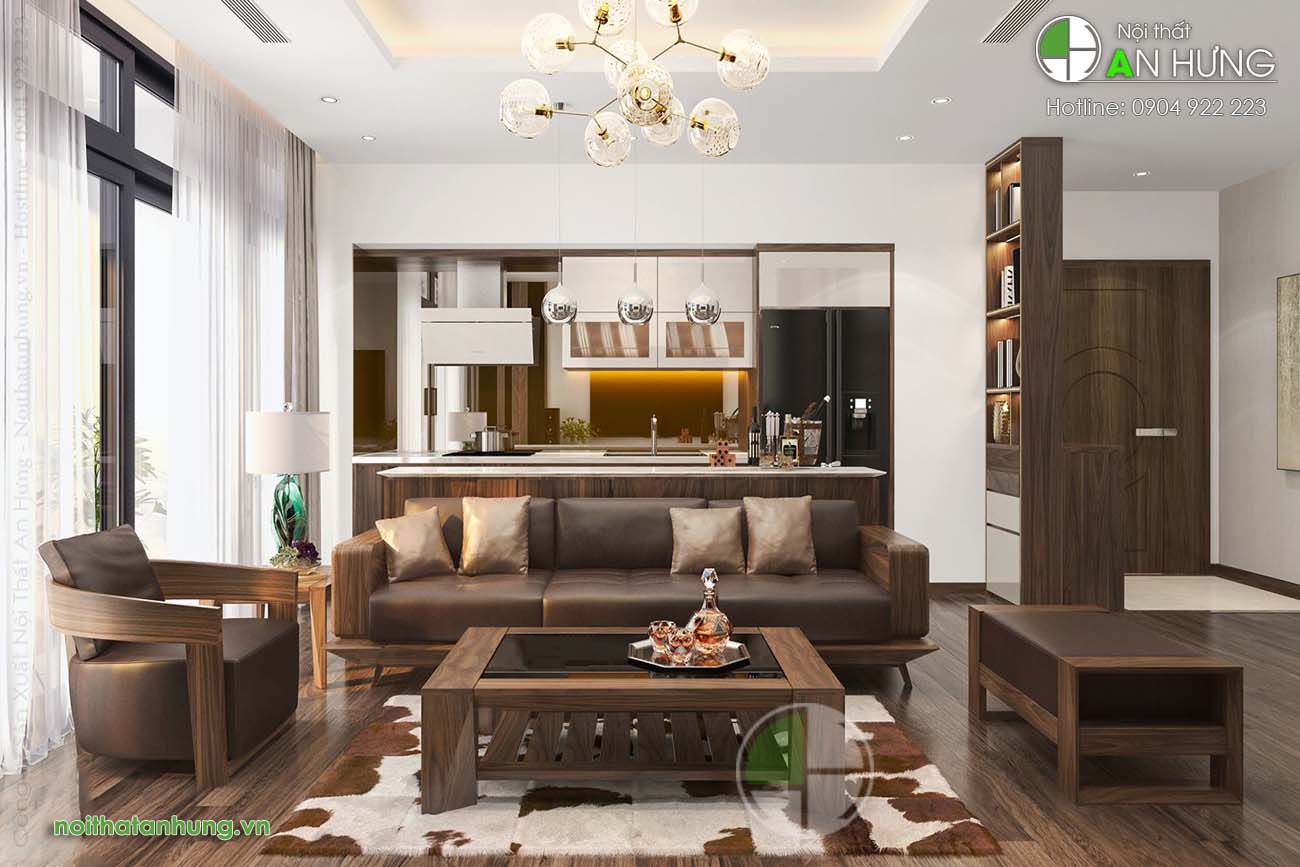 BỘ SOFA GỖ ÓC CHÓ NHỎ ĐẸP - AA10