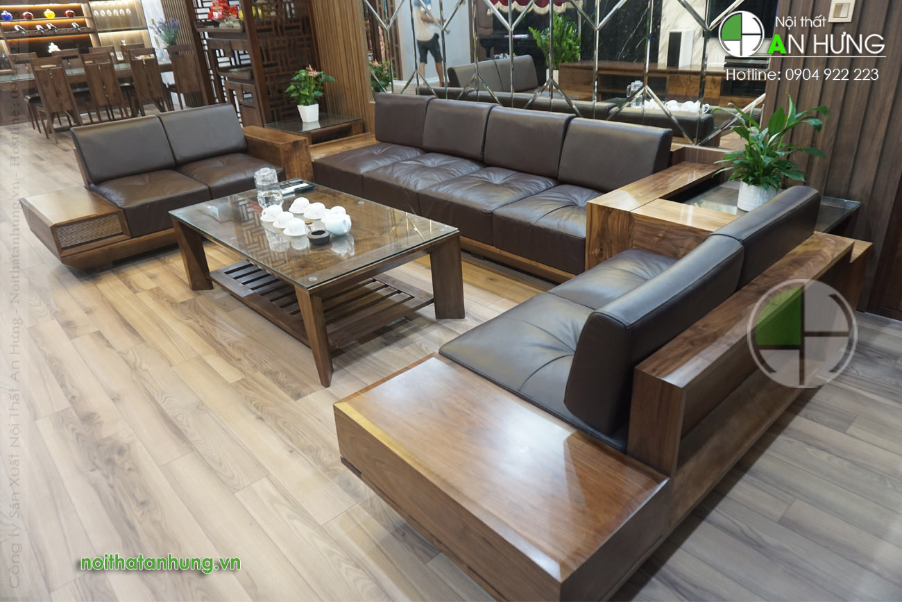 MẪU BỘ SOFA GỖ ÓC CHÓ ĐẸP - AA16